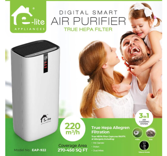 DIGITAL SMART AIR PURIFIER 3IN1 – EAP-922 – WHITE – 1 YEAR WARRANTY